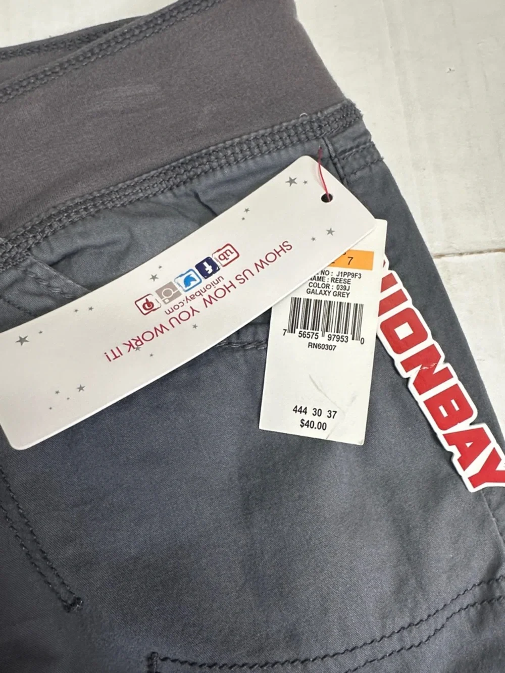 NEW Unionbay Gray Cargo Capri Pants Pull On Drawstring Juniors Size 7 Y2K - Picture 9 of 12